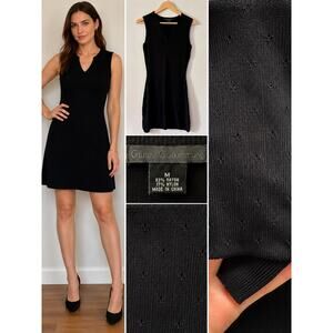Guess Collection Sleeveless Black Pointelle Sweater Knit Sheath Dress Size M